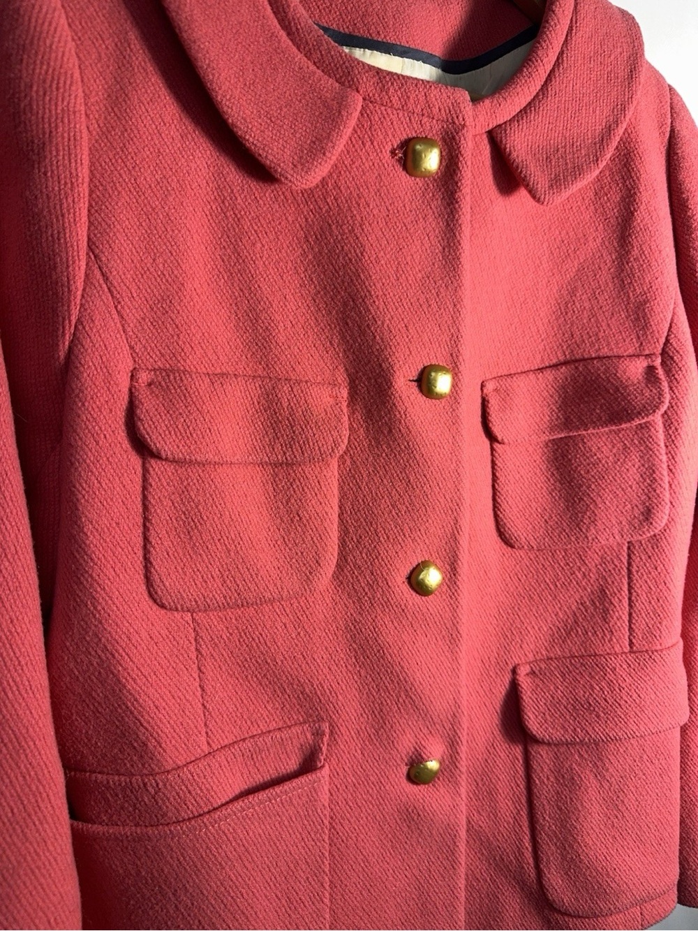 J. Crew Coral Pink Four-Pocket Button Pea Coat - Picture 3 of 8